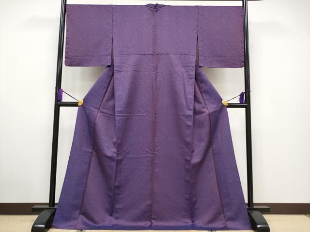 平和屋着物▽極上 BANKANわものや お召 単衣 華憐 似せ紫色地 反端付き 逸品 CYAA2882s5