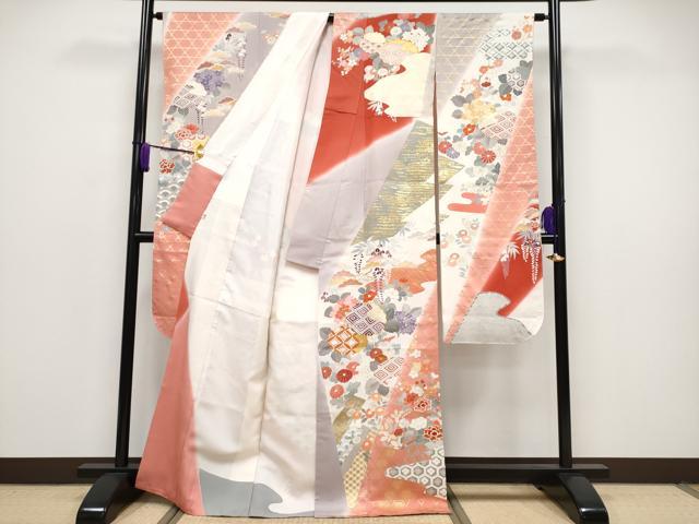 平和屋本店●極上 創業460年・千總 振袖 駒刺繍 枝花文 暈し染め 金彩 小田急百貨店扱い 逸品 未使用 CYAA2887s5