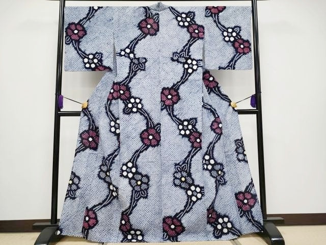 平和屋着物∴極上 夏物 浴衣 有松鳴海絞り 枝花文 綿 逸品 CYAA2915s5