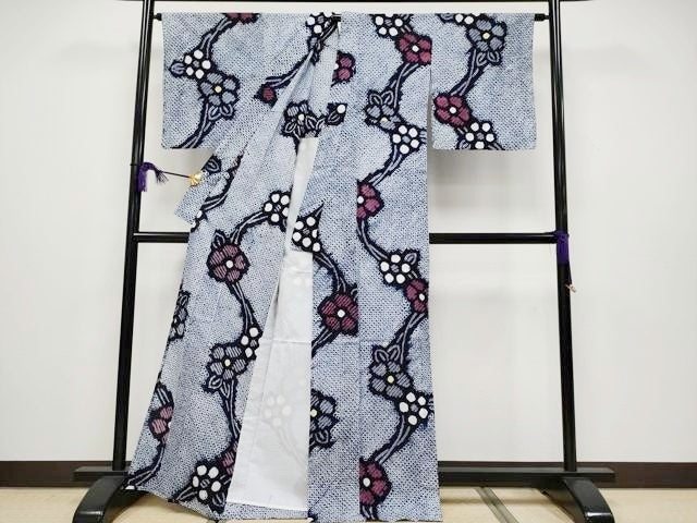 平和屋着物∴極上 夏物 浴衣 有松鳴海絞り 枝花文 綿 逸品 CYAA2915s5