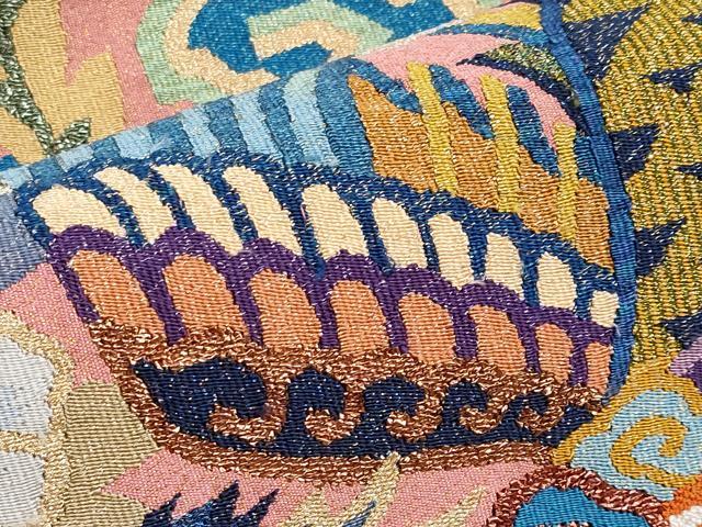 平和屋本店■極上 手織綴れ 山鹿清華 中国三大刺繍 相良刺繍 太鼓柄袋帯 モール 瑞雲鳳凰文 金糸 真赭色 逸品 CYAA2942s5