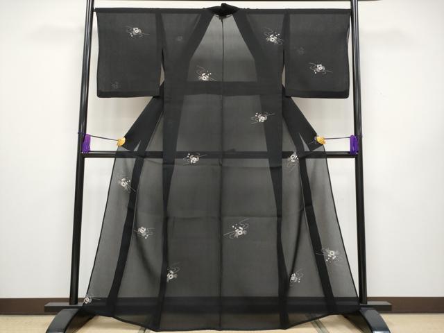 平和屋着物*極上 夏物 紗紬 蟹 カニ 黒地 逸品 CYAA2994s5