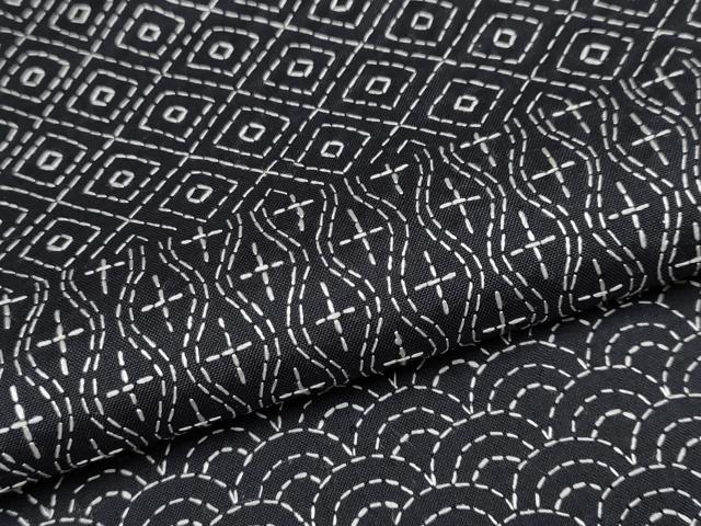 平和屋本店■極上 訪問着 本場染大島紬 総刺繍 刺し子 吉祥文 暈し染め 黒地 逸品 未使用 CYAA3007s5