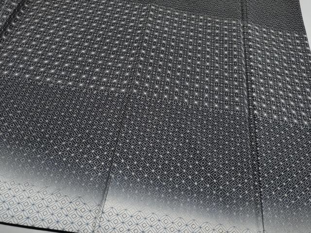 平和屋本店■極上 訪問着 本場染大島紬 総刺繍 刺し子 吉祥文 暈し染め 黒地 逸品 未使用 CYAA3007s5