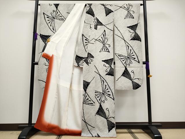 平和屋本店■極上 本疋田絞り 振袖 舞蝶文 黒地 逸品 CYAA3031s5