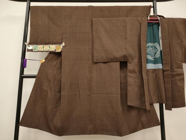 平和屋着物●極上 男性 本場結城紬 重要無形文化財 アンサンブル 縞 証紙付き 逸品 CYAA3049s5
