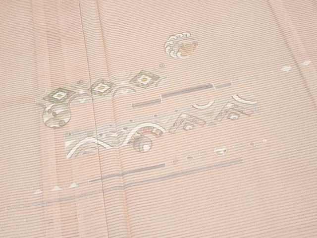 平和屋着物■極上 夏物 洗える最高級着物 <英>はなぶさ謹製 訪問着 絽 横段吉祥文 金彩 赤香色地 逸品 未使用 CYAA3064s5
