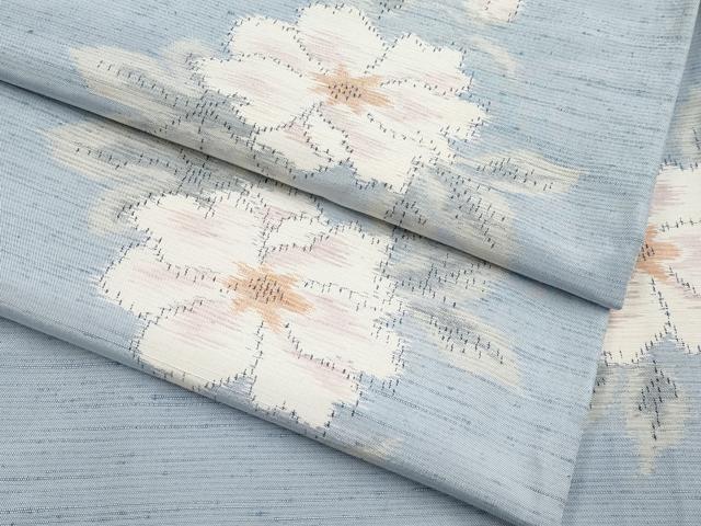 平和屋着物■極上 紬 単衣 舞花文 水色地 逸品 CYAA3066s5