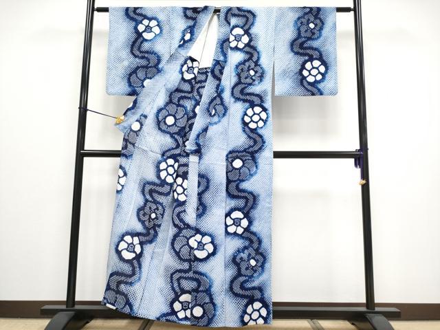 平和屋着物∴極上 夏物 浴衣 有松鳴海絞り よろけ縞花文 綿 逸品 CYAA3095s5