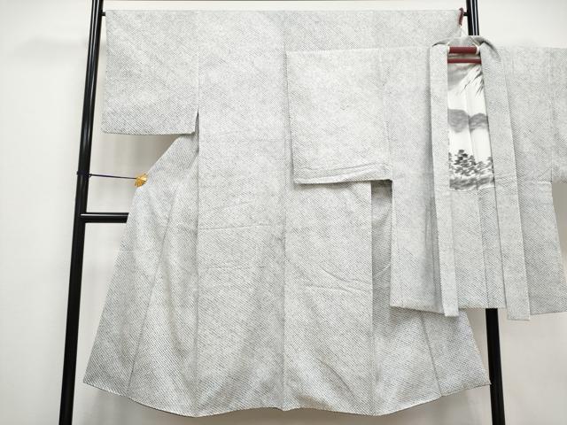 平和屋本店■希少 男性 本疋田絞り 小紋 アンサンブル 高麗納戸色地 逸品 CYAA3096s5