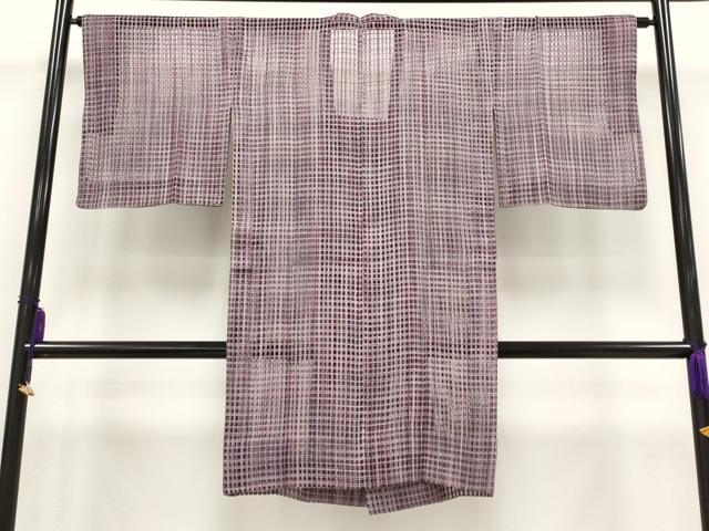 平和屋着物▽極上 スリーシーズン 春夏秋 塵除け 道行コート ロング丈 作家物 草木染 格子柄 証紙付き 逸品 CYAA3099s5