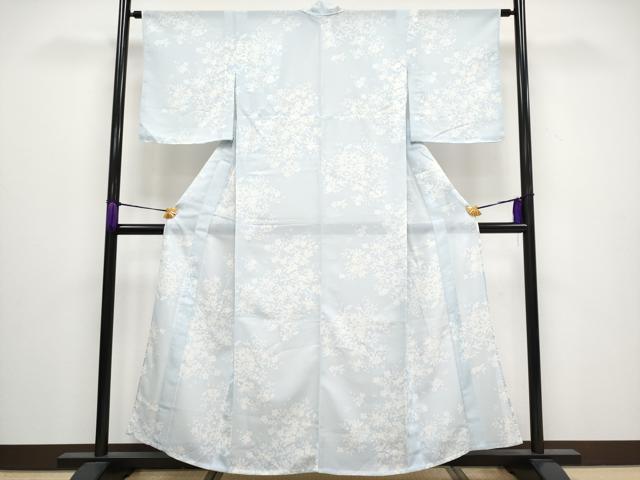 平和屋着物∴極上 夏物 森英恵・HANAE MORI 小紋・浴衣兼用 枝花文 月白色地 やまと誂製 洗える着物 逸品 未使用 CYAA3112s5