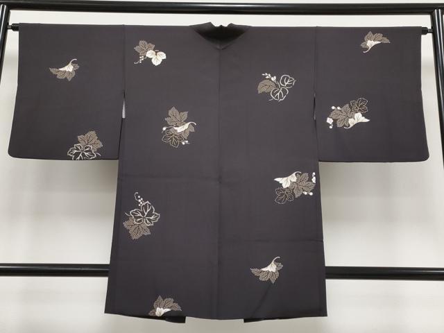 平和屋着物#極上 羽織 葡萄蔦の葉文 金彩 黒紅色 逸品 CYAA3120s5