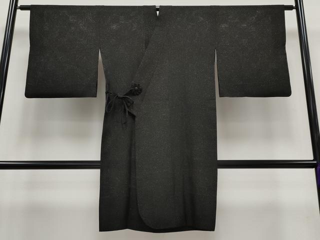 平和屋着物▽極上 スリーシーズン 春夏秋 塵除け 道中着 ロング丈 市松紋紗 黒地 金通し地 逸品 CYAA3150s5