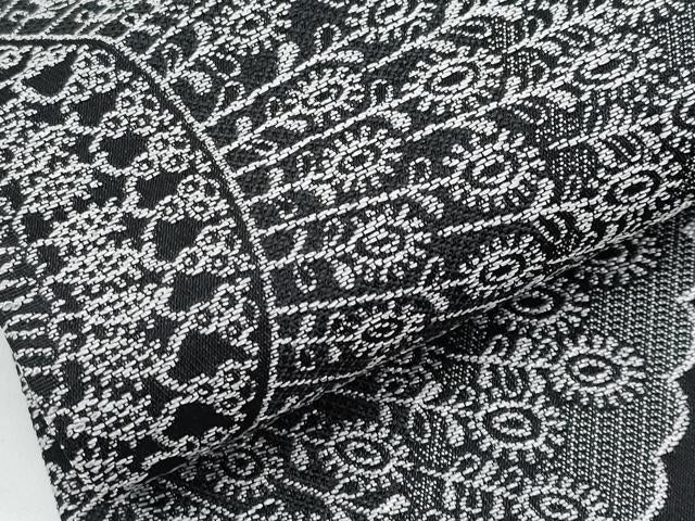 平和屋着物●極上 こむさでもーど・COMME CA DU MODE 両面 半幅帯 花鳥間道 黒地 CYAA3176s5