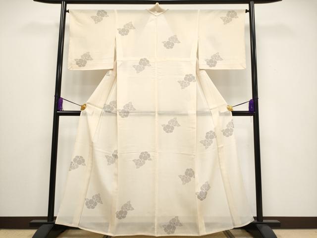 平和屋着物*極上 夏物 結城紬 夏結城 100亀甲 椿 肌色地 逸品 未使用 CYAA3182s5