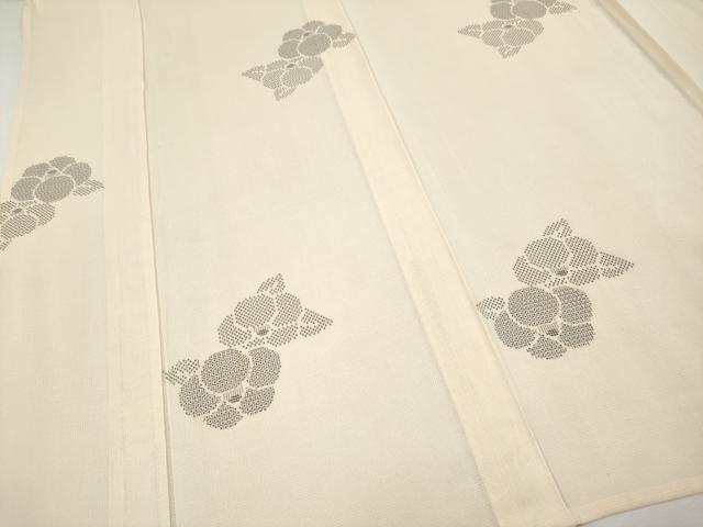 平和屋着物*極上 夏物 結城紬 夏結城 100亀甲 椿 肌色地 逸品 未使用 CYAA3182s5