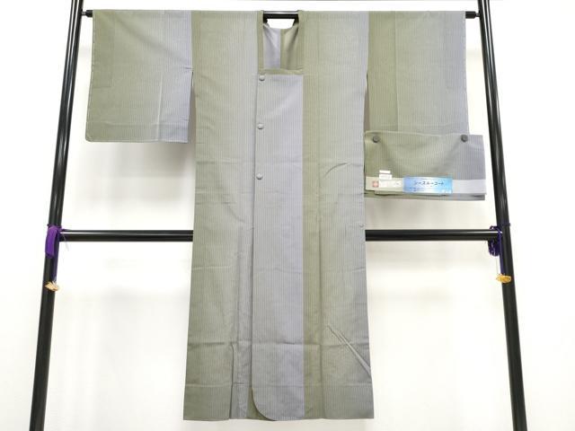 平和屋着物▽極上 スリーシーズン 春夏秋 塵除け 道行コート 雨コート ロング丈 すかし織 糀織物謹製 証紙付き 逸品 未使用 CYAA3206s5