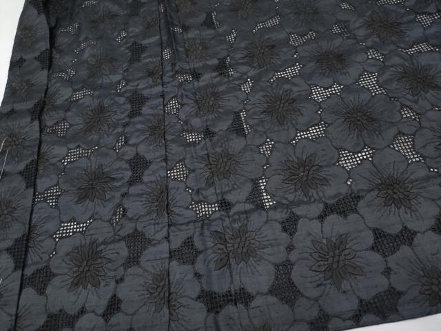 平和屋着物▽極上 スリーシーズン 春夏秋 塵除け 羽織 総レース 舞花文 黒地 未使用 CYAA3208s5