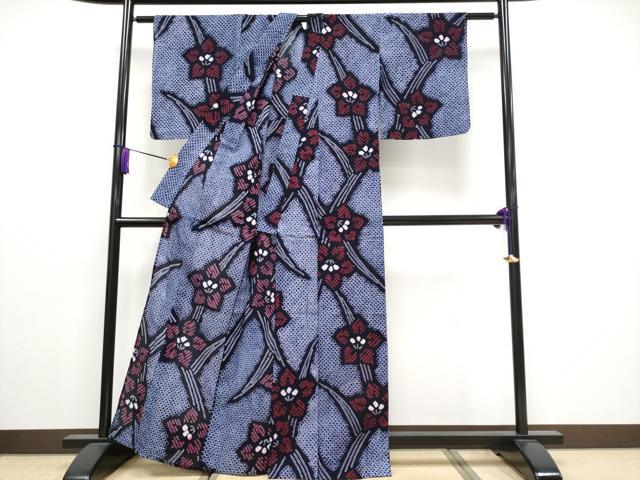 平和屋着物∴極上 夏物 浴衣 有松鳴海絞り 草花文 半色地 綿 逸品 CYAA3252s5