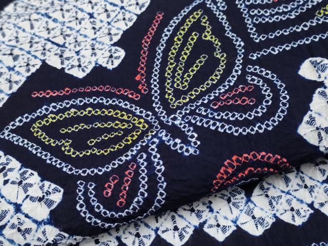 平和屋着物∴極上 夏物 浴衣 有松鳴海絞り 舞蝶文 綿 逸品 未使用 CYAA3253s5