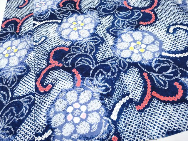 平和屋着物∴極上 夏物 浴衣 有松鳴海絞り 花唐草文 綿 逸品 CYAA3258s5