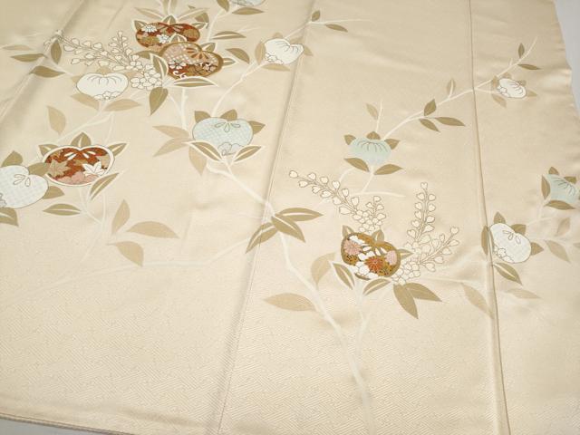 平和屋本店■極上 創業460年・千總 訪問着 駒刺繍 枝橘 金彩 肌色地 そごう扱い 逸品 未使用 CYAA3265s5