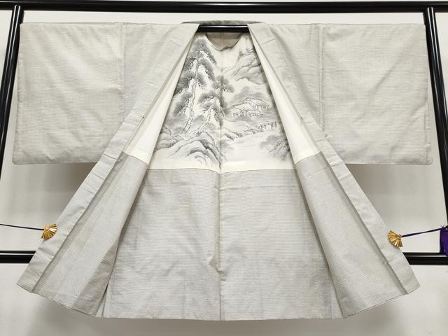 平和屋本店●極上 男性 本場大島紬 白大島 アンサンブル 100亀甲 総詰め 逸品 CYAA5093s6