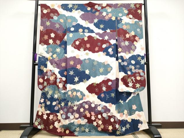 平和屋本店■極上 中国三大刺繍 相良刺繍 振袖 桶絞り 駒刺繍 雲取り舞花文 逸品 CYAA3322s5
