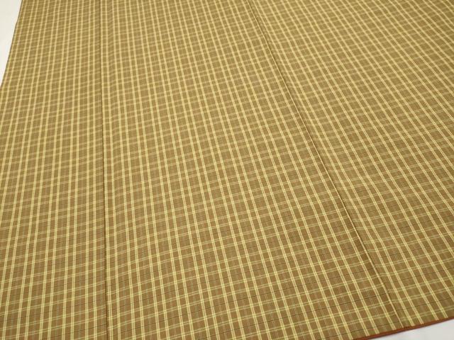 平和屋本店■極上 綿薩摩 木綿 格子柄 枯茶色地 逸品 CYAA3325s5