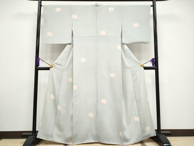 平和屋着物●極上 小紋 吉祥文 鬼しぼ縮緬 千草鼠色地 逸品 CYAA3327s5
