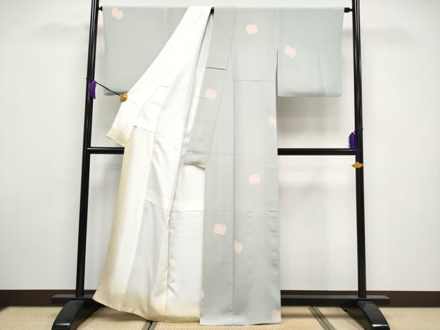 平和屋着物●極上 小紋 吉祥文 鬼しぼ縮緬 千草鼠色地 逸品 CYAA3327s5