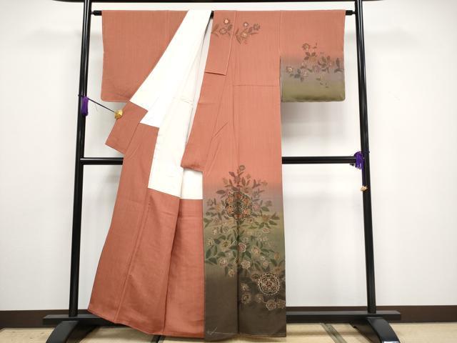 平和屋着物●極上 中国三大刺繍 スワトウ刺繍 総刺繍 訪問着 正倉院枝花文 暈し染め 金糸 反端付き 逸品 未使用 CYAA3344s5