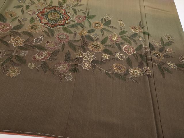 平和屋着物●極上 中国三大刺繍 スワトウ刺繍 総刺繍 訪問着 正倉院枝花文 暈し染め 金糸 反端付き 逸品 未使用 CYAA3344s5