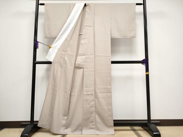 平和屋着物■極上 東京友禅 熊谷好博子 色無地 単衣 菱地紋 白茶色地 さんび謹製 洗える着物 CYAA3348s5