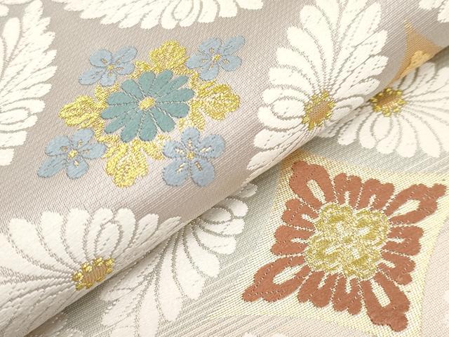 平和屋着物●極上 西陣 田中義織物謹製 六通柄袋帯 唐織 九百芙蓉 正倉七宝文 金糸 逸品 CYAA3395s5