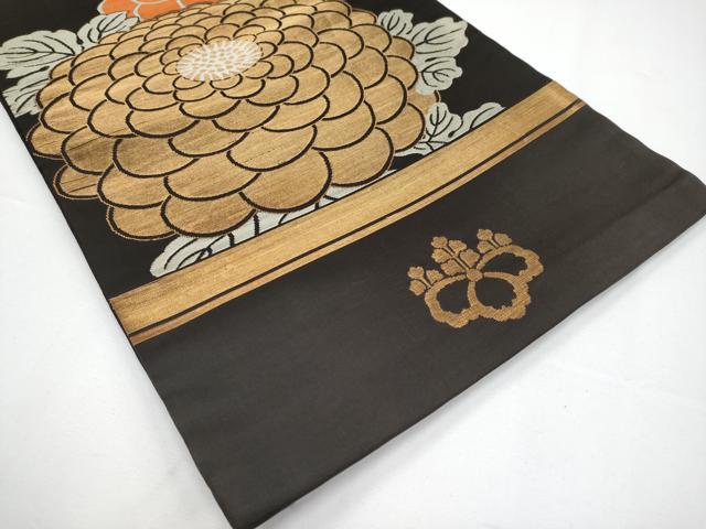 平和屋着物●極上 アンティーク 大正ロマン だらり帯 芸姑 舞妓 枝菊文 黒地 金糸 逸品 CYAA3405s5