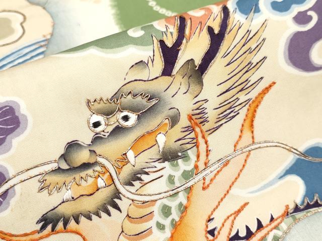 平和屋着物●極上 アンティーク 大正ロマン 全通柄 京袋帯 駒刺繍 龍 鳳凰 逸品 CYAA3409s5