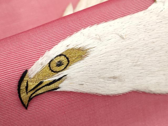 平和屋着物■極上 夏物 アンティーク 大正ロマン 九寸名古屋帯 総刺繍 鷹 金糸 今様色地 逸品 CYAA3418s5