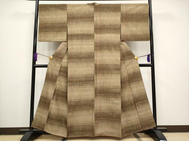 平和屋本店■極上 郡上紬 草木染 格子柄 逸品 未使用 CYAA3501s5