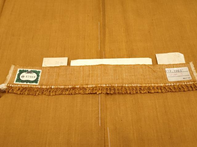 平和屋本店■極上 本場結城紬 重要無形文化財 奥順謹製 胴抜き仕立て 色無地 琥珀色地 証紙付き 逸品 未使用 CYAA3503s5