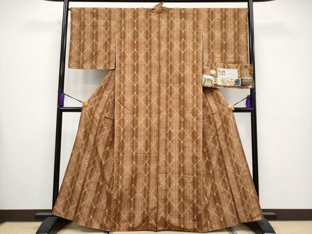 平和屋本店■極上 本場琉球絣 紬 草木染 カテキュー染 大城カメ作 証紙付き 逸品 未使用 CYAA3518s5