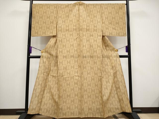 平和屋着物*極上 夏物 紗紬 絵絣 黄橡色地 逸品 CYAA3534s5