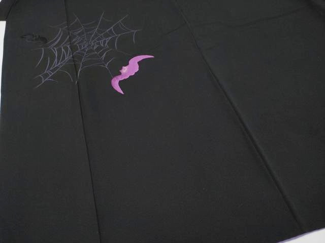 平和屋本店■極上 男性 訪問着 刺繍 蜘蛛 黒地 逸品 CYAA3539s5