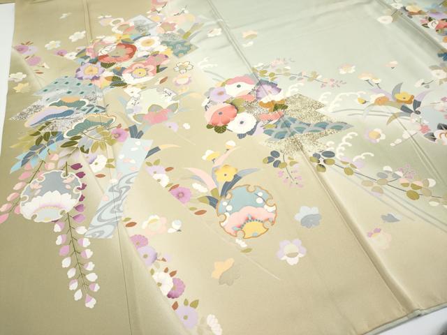 平和屋本店■極上 訪問着 駒刺繍 作家物 雪輪枝花文 暈し染め 逸品 CYAA3551s5