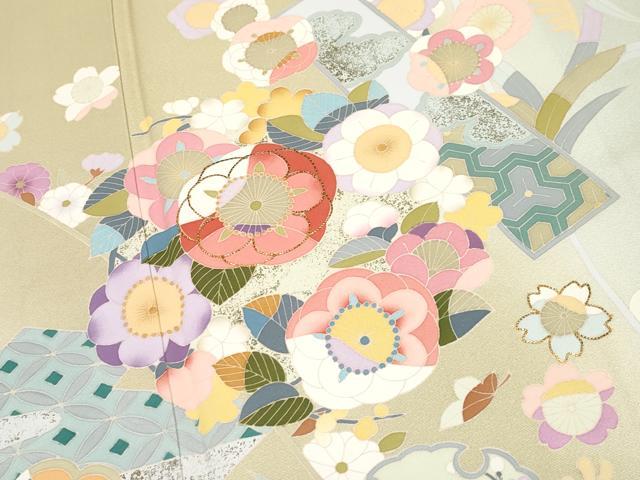 平和屋本店■極上 訪問着 駒刺繍 作家物 雪輪枝花文 暈し染め 逸品 CYAA3551s5