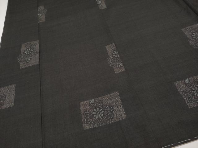 平和屋本店■希少 本場結城紬 重要無形文化財 永井千代子作 100亀甲 枝菊 黒地 証紙・反端・色紙・保証書付 逸品 未使用 CYAA3569s5