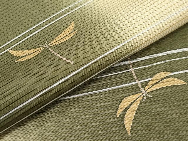 平和屋本店* 夏物 世界的友禅作家 千地泰弘 小紋 反物 着尺 絽 トンボ 暈し染 国防色 宮腰織物謹製 逸品 未使用 CYAA3614s5