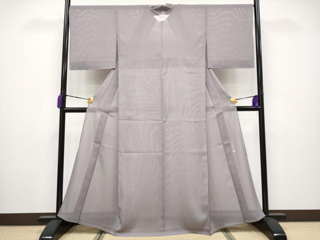 平和屋着物*極上 夏物 伝統工芸師 服部光擴監修 江戸小紋 絽 堅牢染 引彫り 万筋 白×深紫色 証紙付き 逸品 未使用 CYAA3636s5