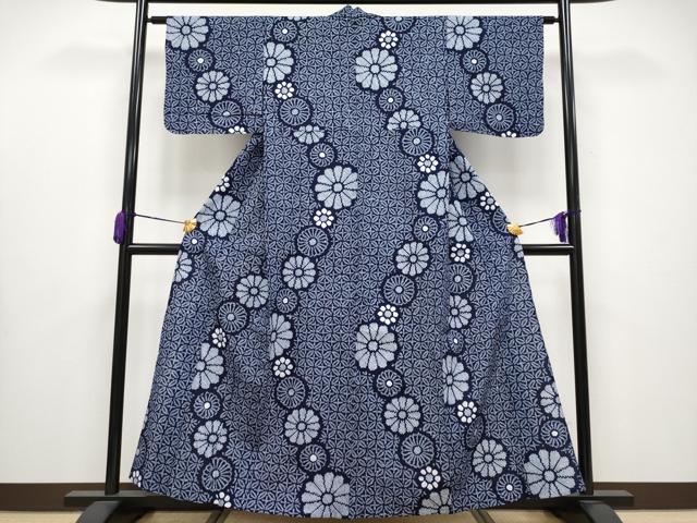 平和屋着物∴極上 夏物 浴衣 有松鳴海絞り 菊繋ぎ 綿 逸品 未使用 CYAA3651s5